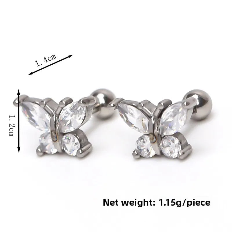 Butterfly Knot Gold Stainless Steel Stud Earrings Silver (One Piece)