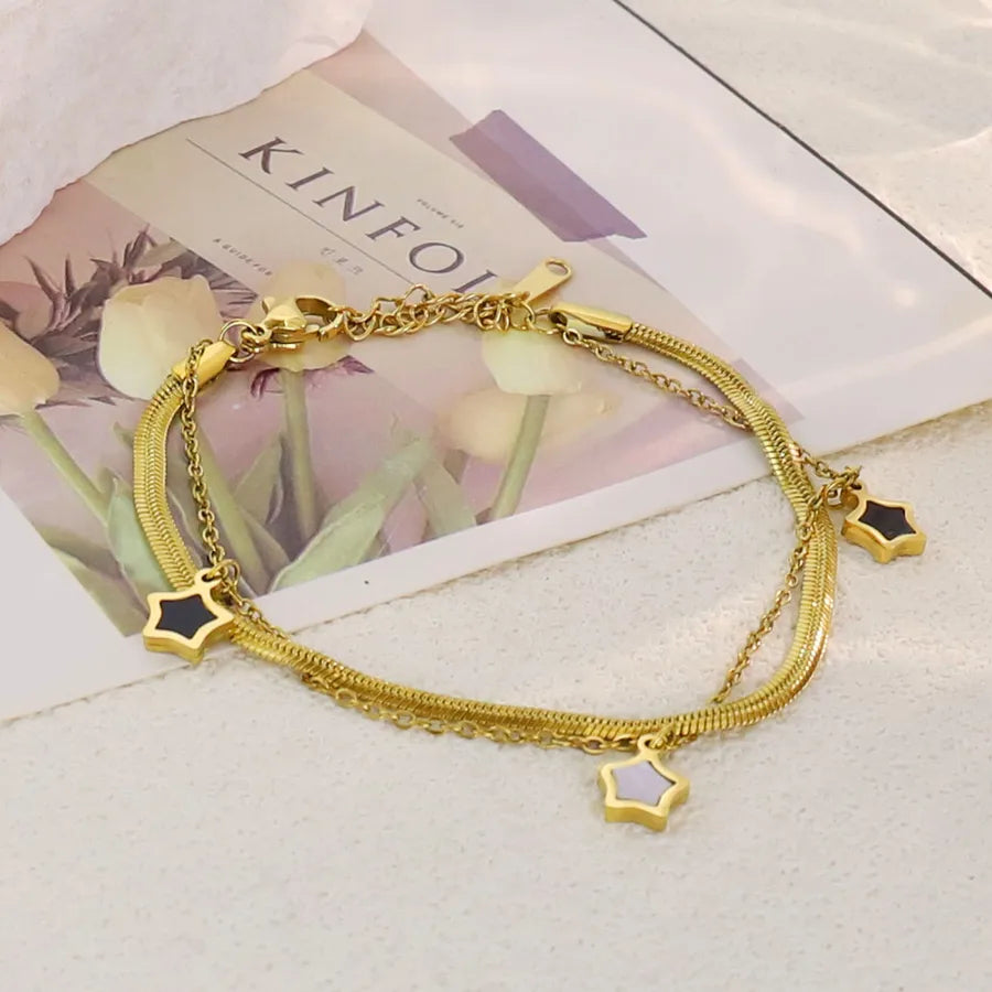 Gold Plated Stainless Steel Asymmetric Bracelet Average Size Gold Style 17