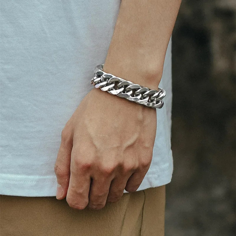 Stainless Steel Double Weave Cuban Bracelet
