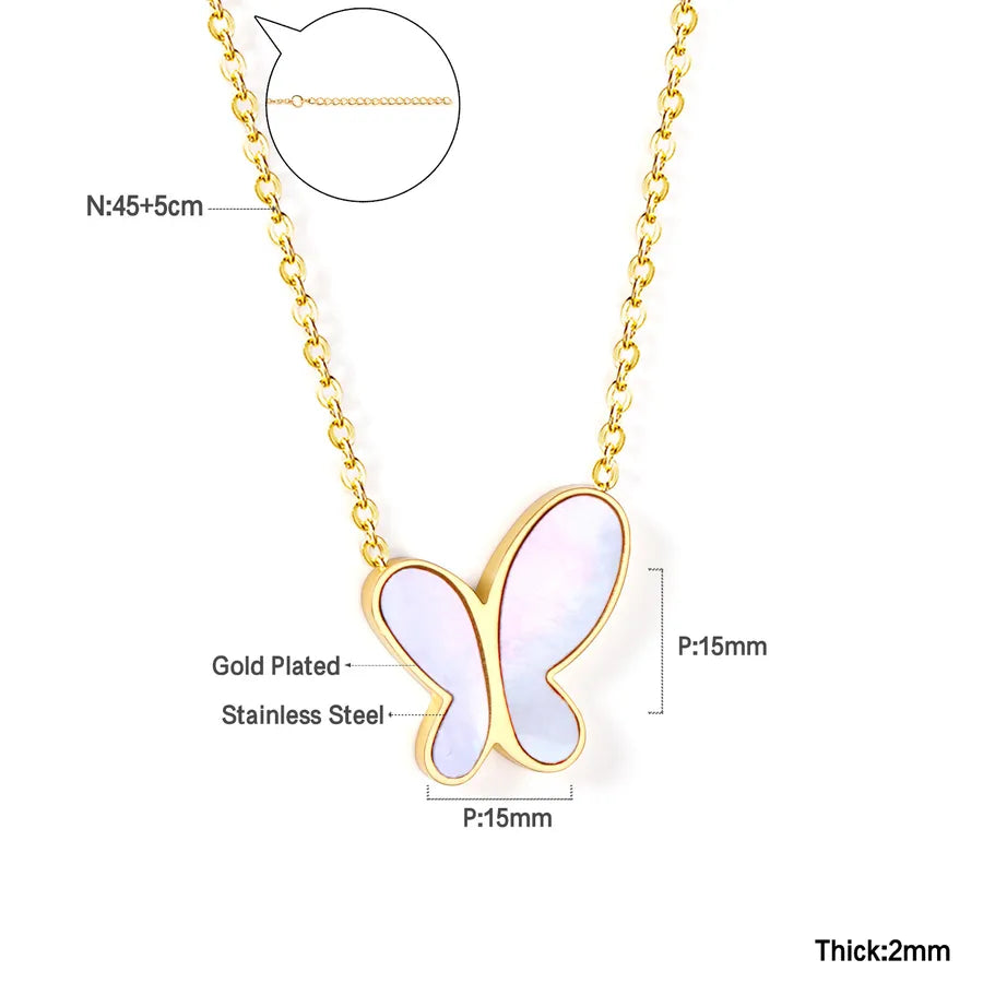 Gold Butterfly Pendant Necklace NE25150AG