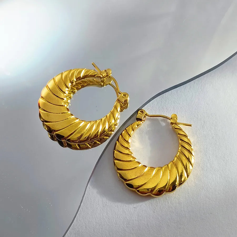 Elegant Gold Titanium Steel Hoop Earrings Gold Earrings 4