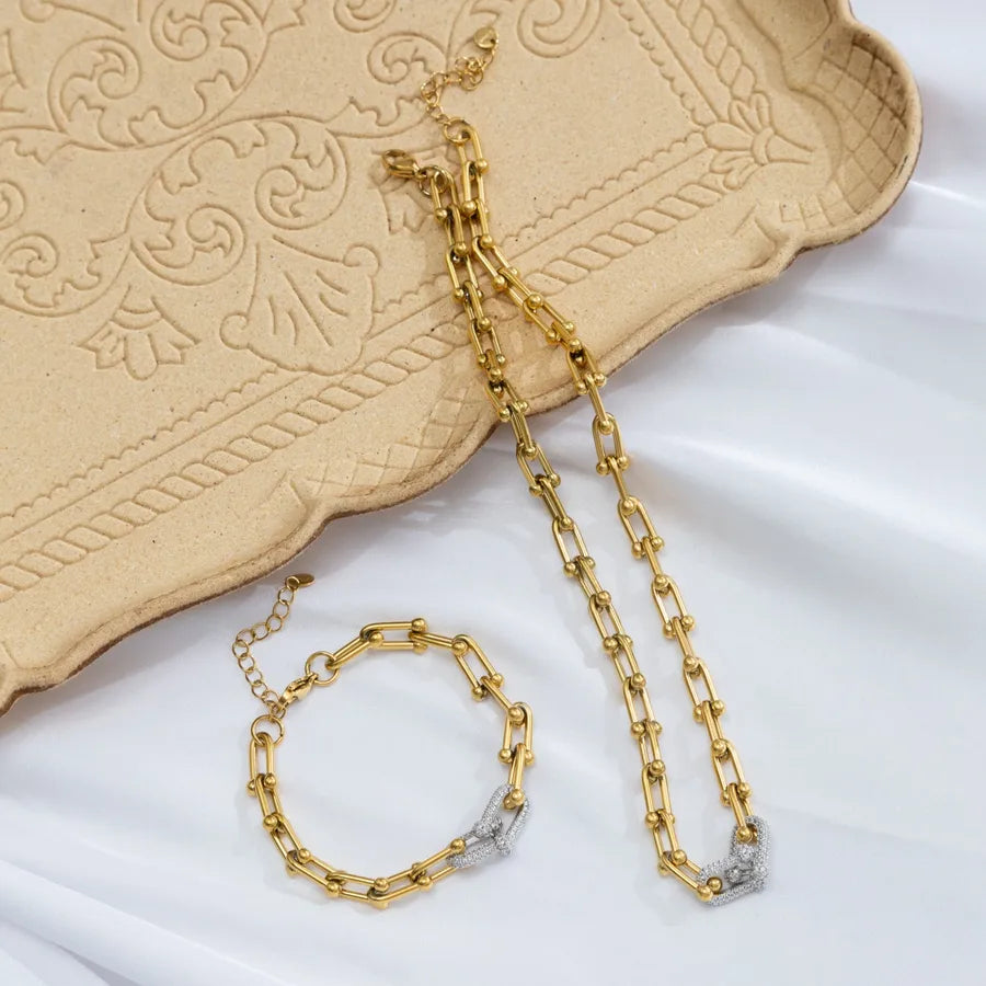 18K Gold Plated U-Shaped Jewelry Set