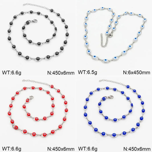 Colorful Evil Eye Stainless Steel Necklace