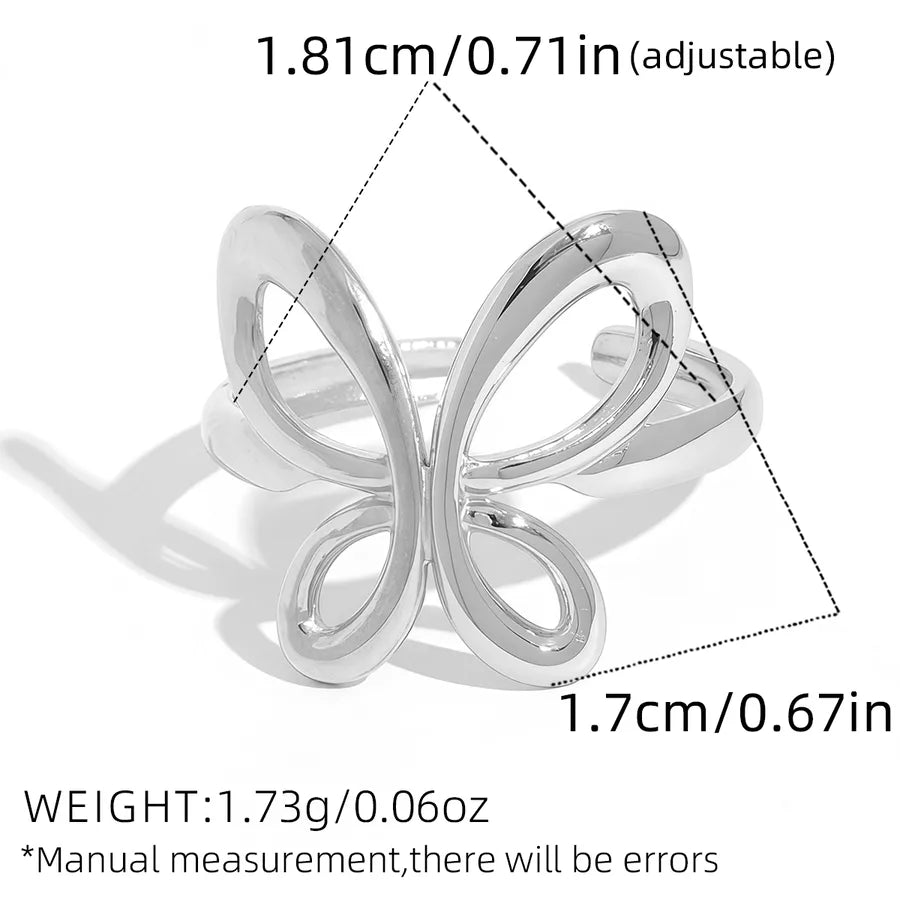 18K Gold Plated Butterfly Adjustable Ring adjustable Silver 1 Piece Butterfly Opening Ring