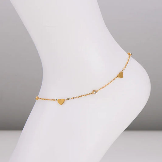 18K Gold Plated Three Heart Anklet