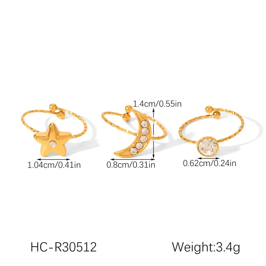 Star Flower Bow Knot Open Ring – 18K Gold Plated HC-R30512