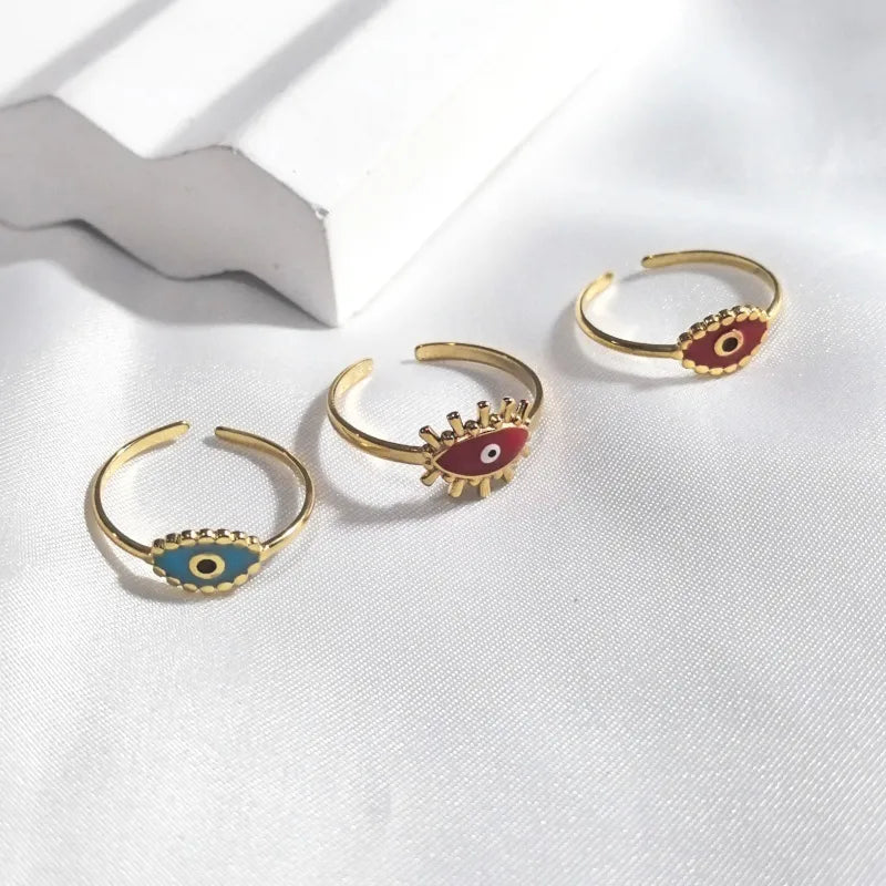 18K Gold Plated Colorful Eye Open Ring
