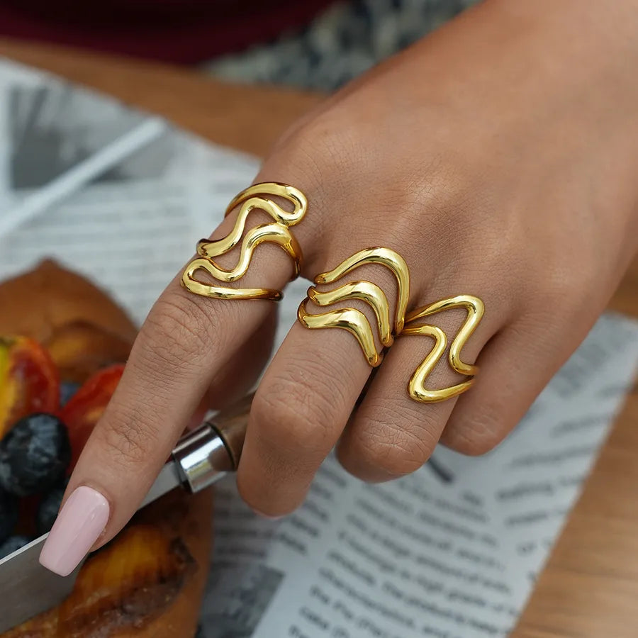 18K Gold Plated Geometric Stainless Steel Ring