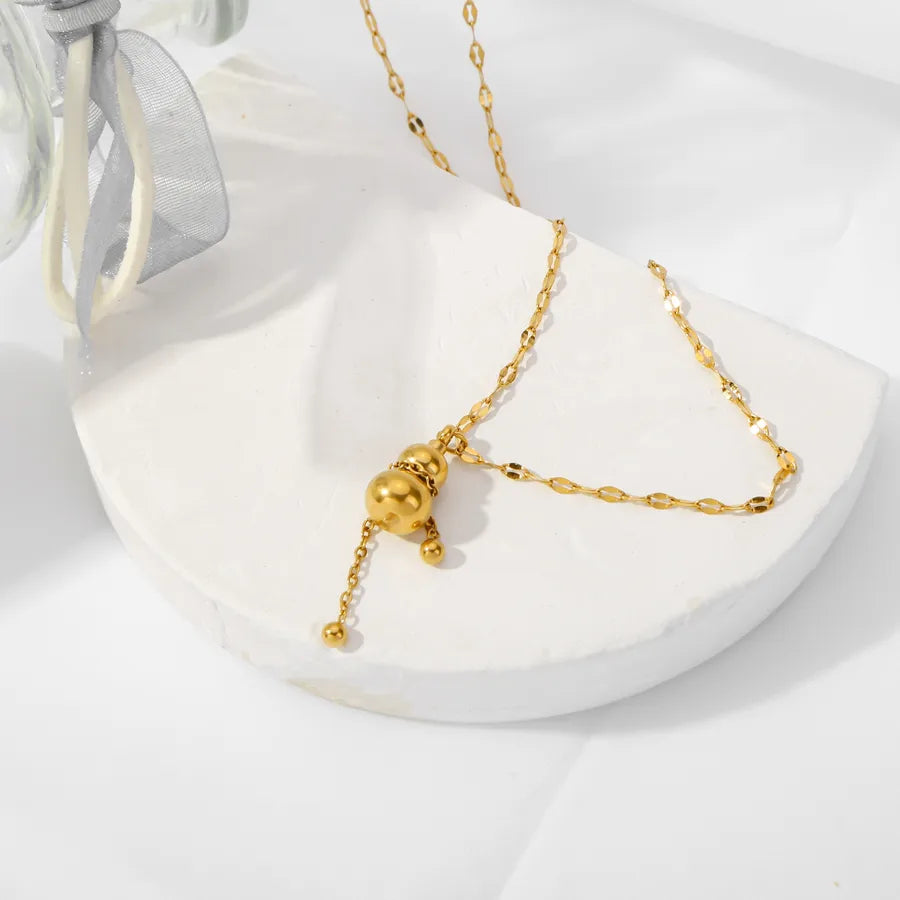 18K Gold Gourd Pendant Necklace – Stainless Steel