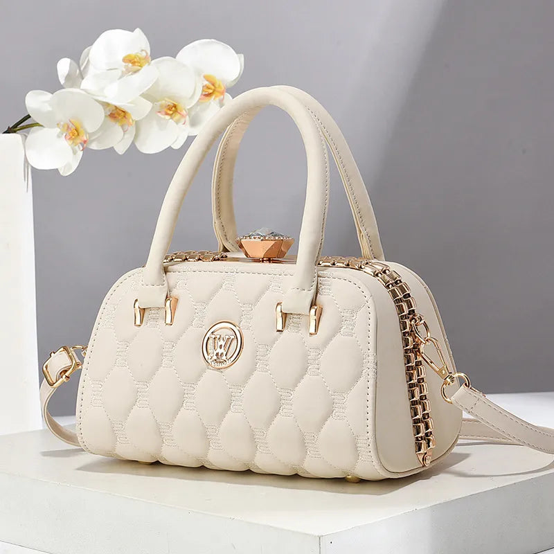 Embroidered Diamond Studded Shoulder Handbag White Average Size