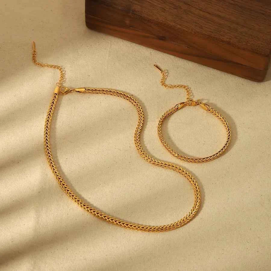 18K Gold Plated Twisted Braid Jewelry Set