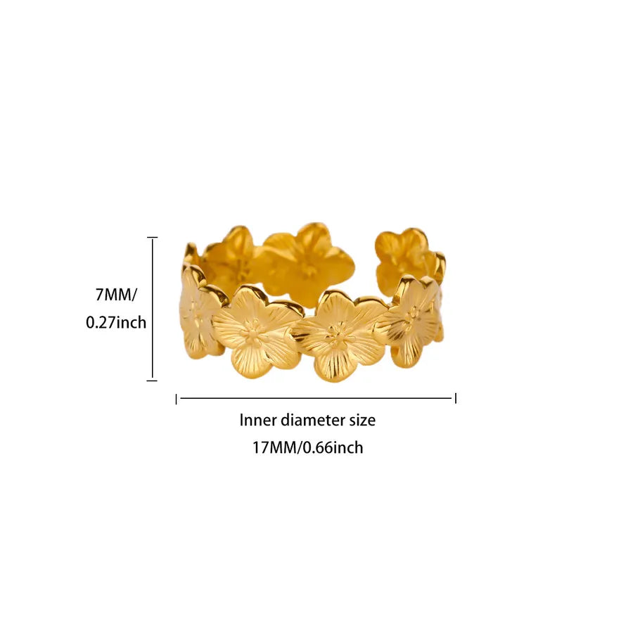 18K Gold Floral Open Ring for Women JZ8250G