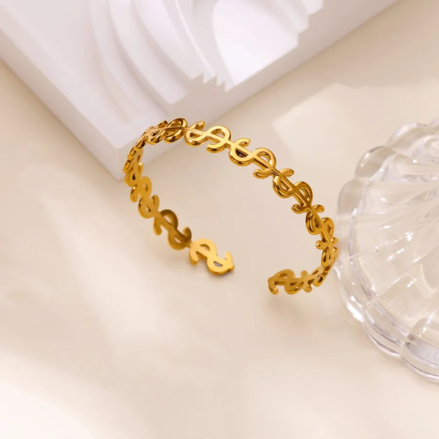 Geometric Titanium Steel Bangle Bracelet