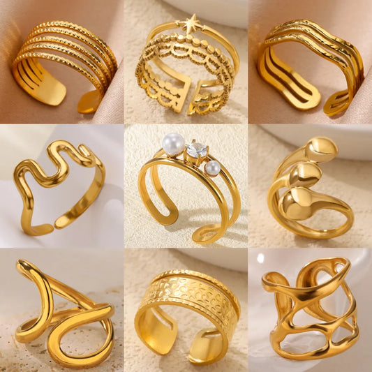 18K Gold Plated Geometric Open Ring