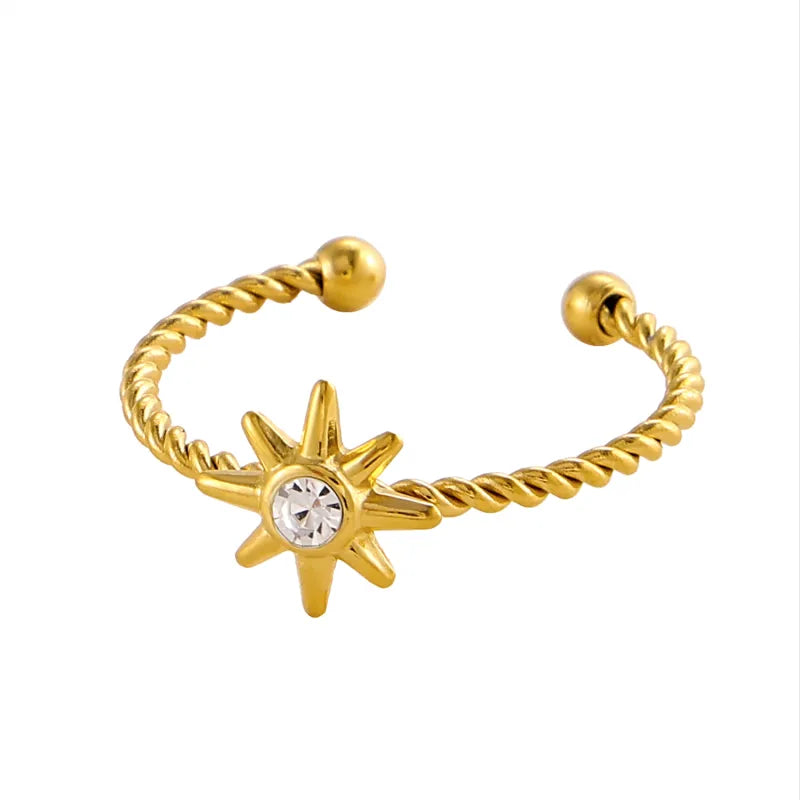 18K Gold Plated Titanium Steel Geometric Ring One Size BJ1162B5 9*9*1