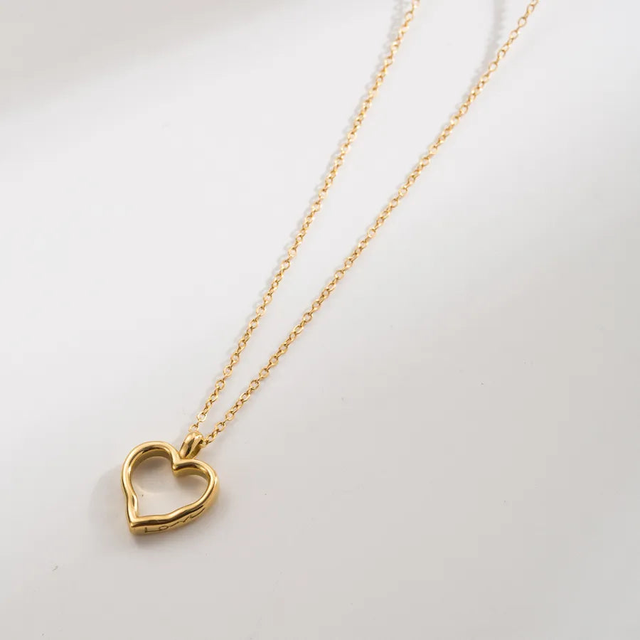 18K Gold Heart Pendant Necklace for Women Gold