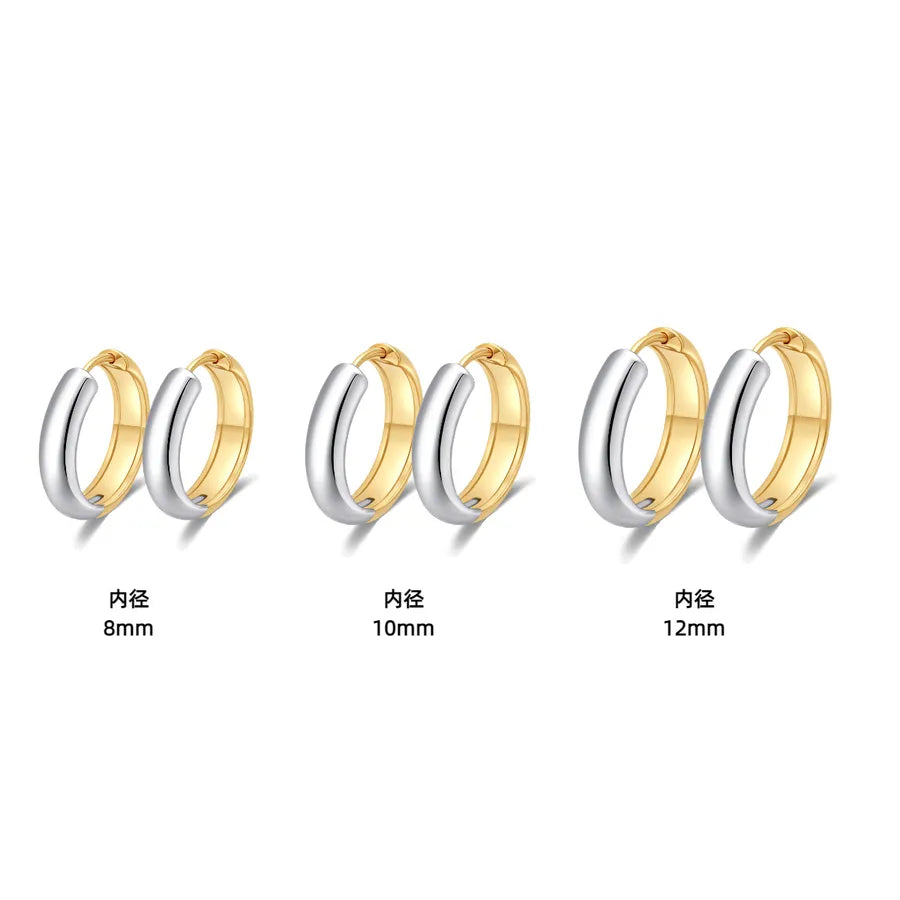 Luxury Titanium Steel Geometric Earrings Three Pairs Set (two Colors) 8-10-12