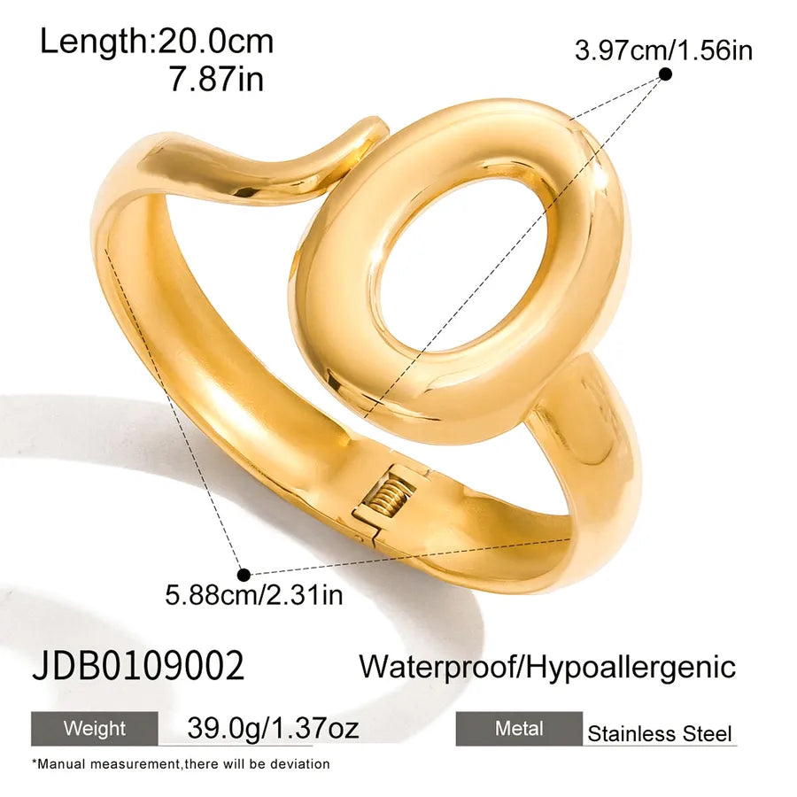 Minimalist 18K Gold Asymmetric Open Bangle JDB0109002