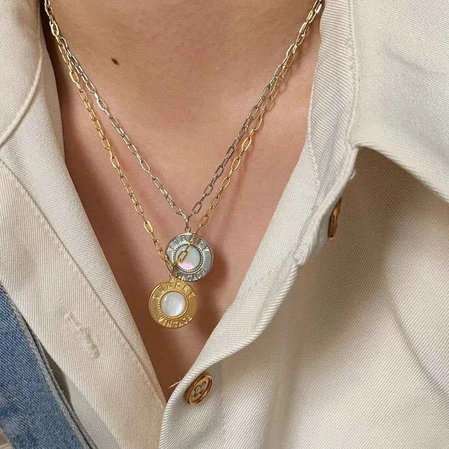 Gold-Plated Stainless Steel Letter Pendant Necklace