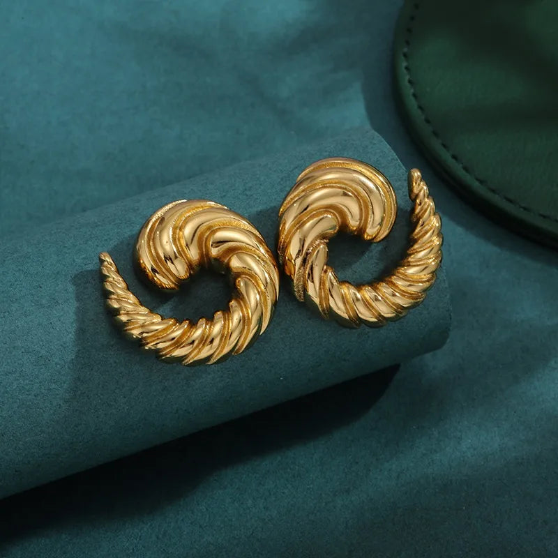 Bold Titanium Steel Large Hoop Earrings ES077