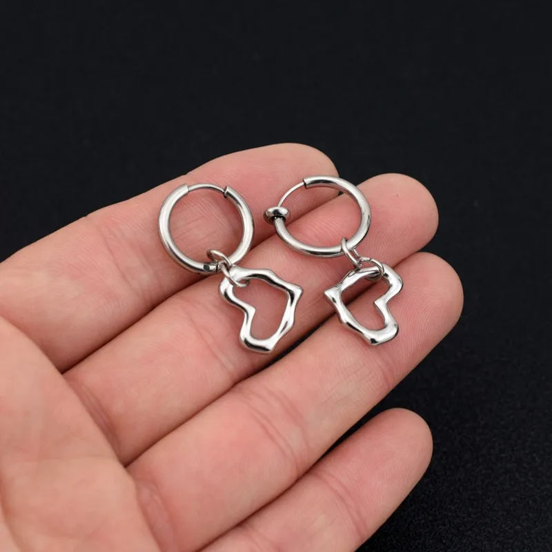 Stainless Steel Heart Clip-On Earrings
