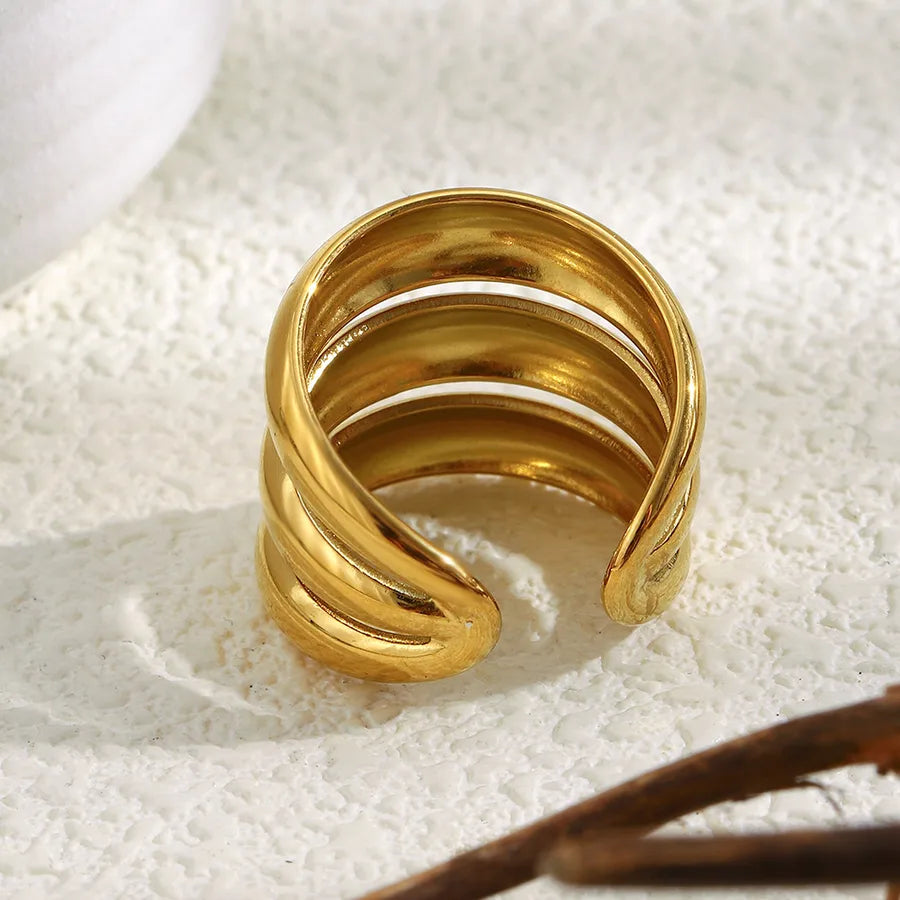18K Gold Plated Geometric Open Ring for Women
