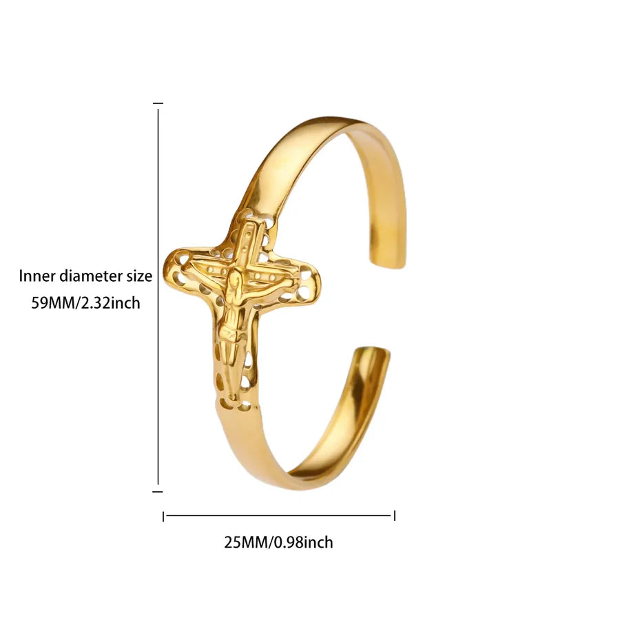 18K Gold Plated Cross & Bear Charm Bracelet