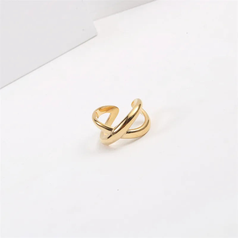 Multi-Layer Geometric Cross Open Ring for Women