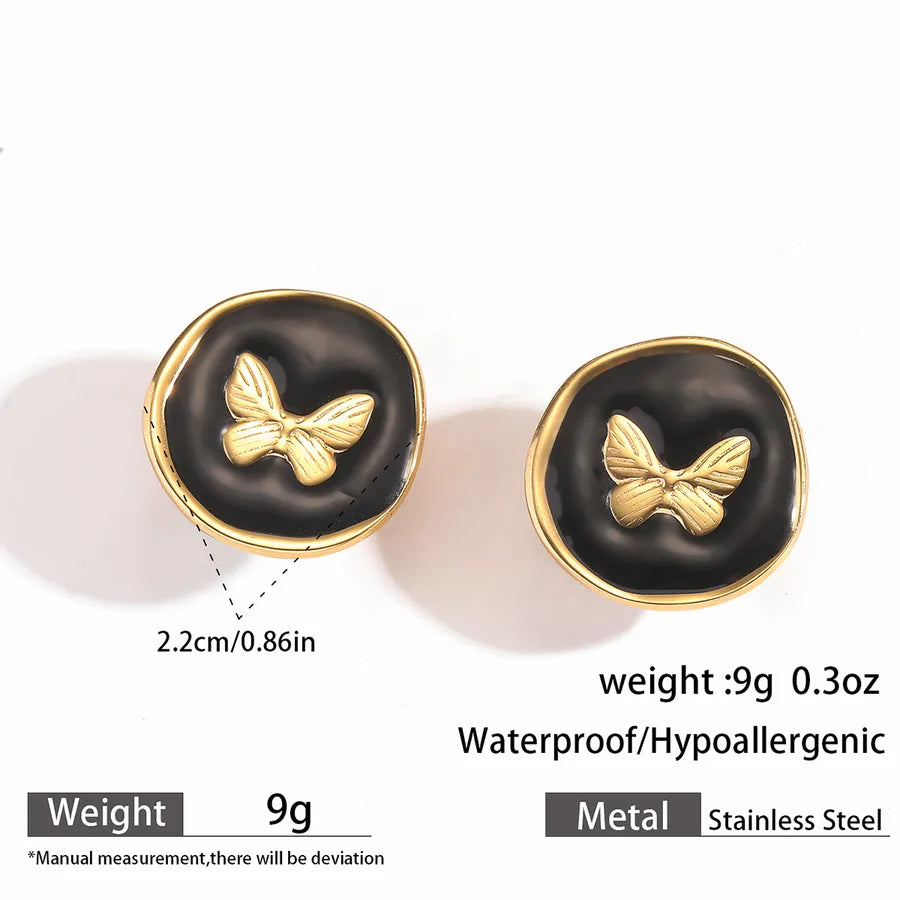 Gold Leaf Drop Earrings – Titanium Steel & Acrylic 8#