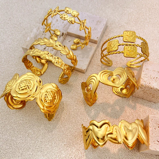 Gold Plated Stainless Steel Heart Cherry Bracelet