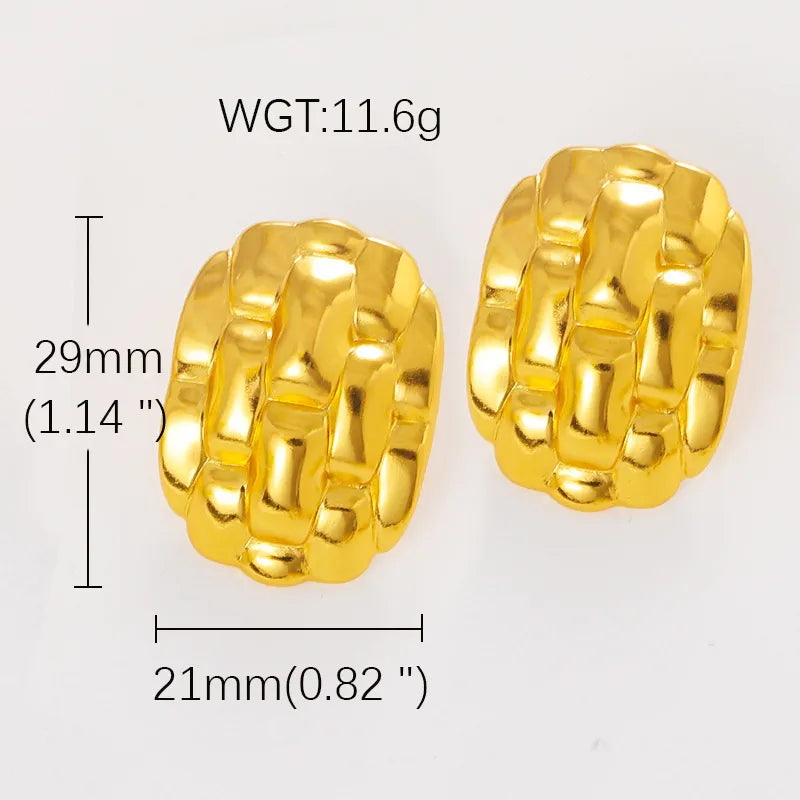 Gold U-Shaped Titanium Steel Earrings for Women BJGE0361
