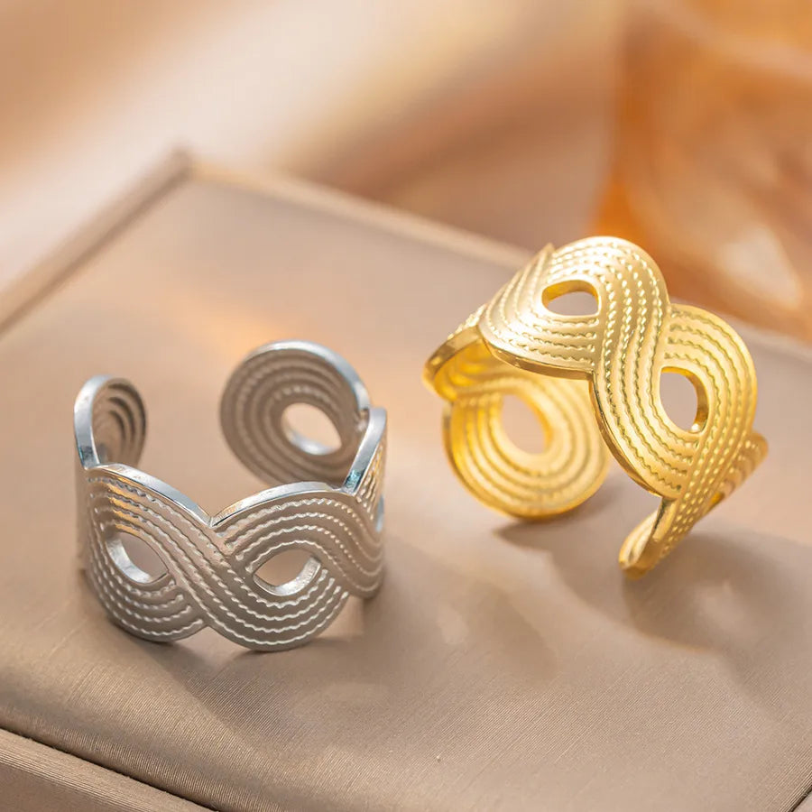 Geometric Titanium Steel Open Ring