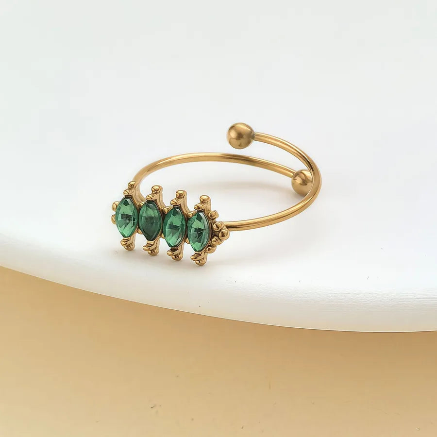 Zircon Heart & Flower Stainless Steel Ring JZ-25-09-018