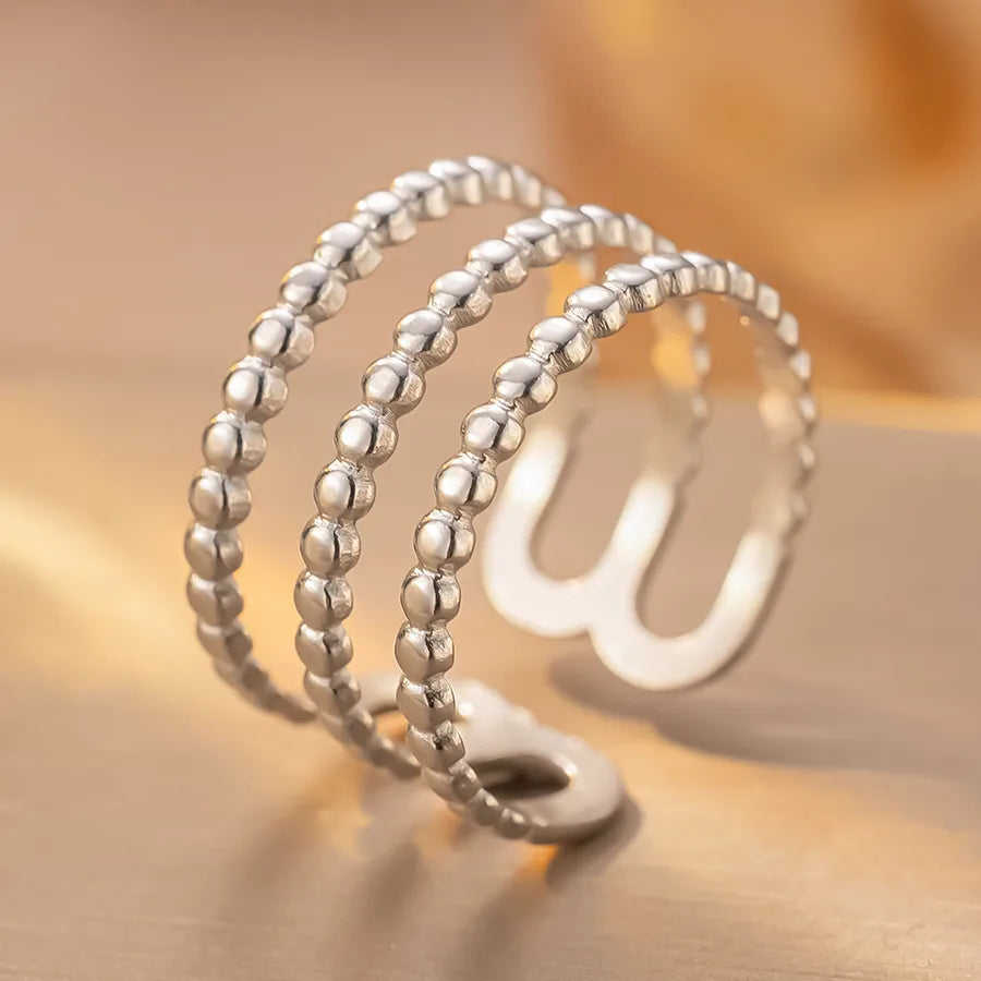 Geometric Titanium Steel Couple Ring K178 Steel Color Ring Open