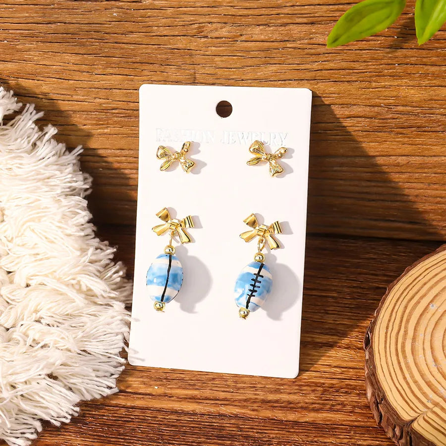 Hand-Painted Ceramic Rugby Earrings