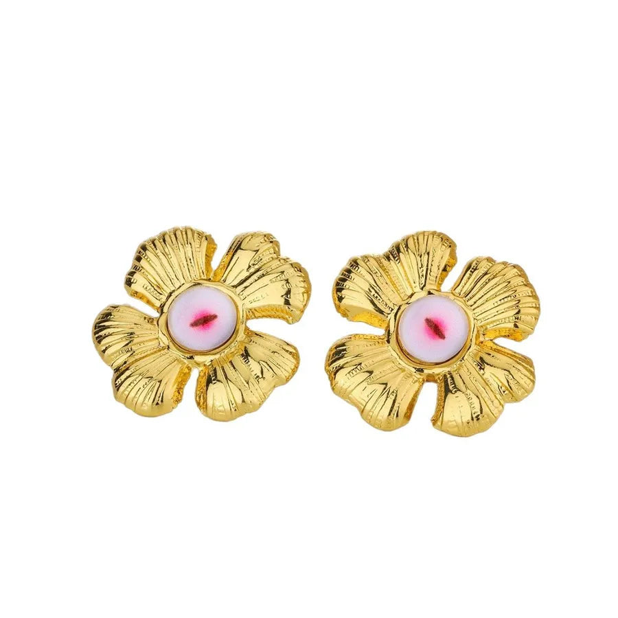 Sunflower Zirconia Stainless Steel Stud Earrings