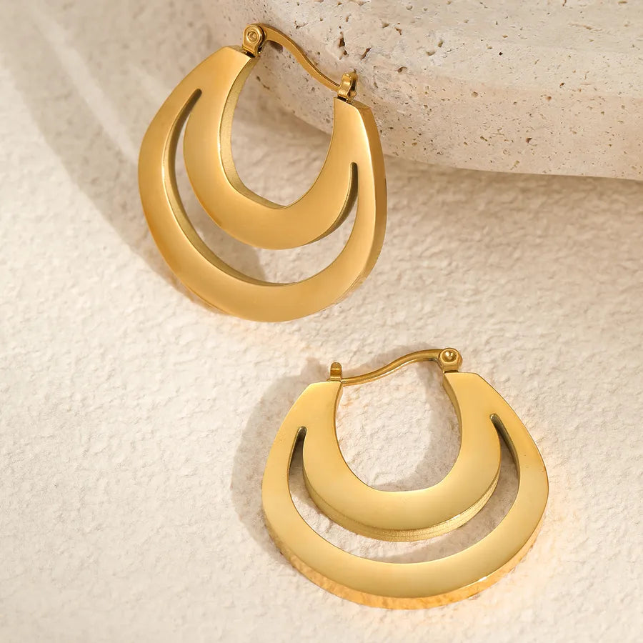 18K Gold Plated Geometric Stainless Steel Earrings