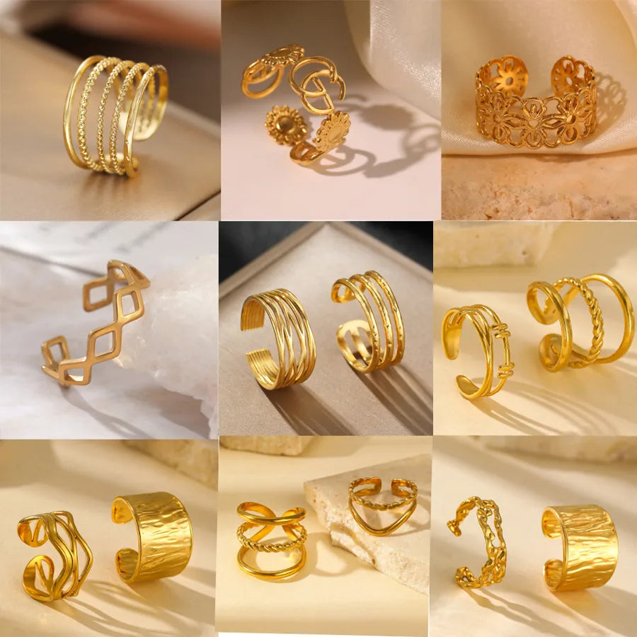 18K Gold Plated Stainless Steel Open Ring