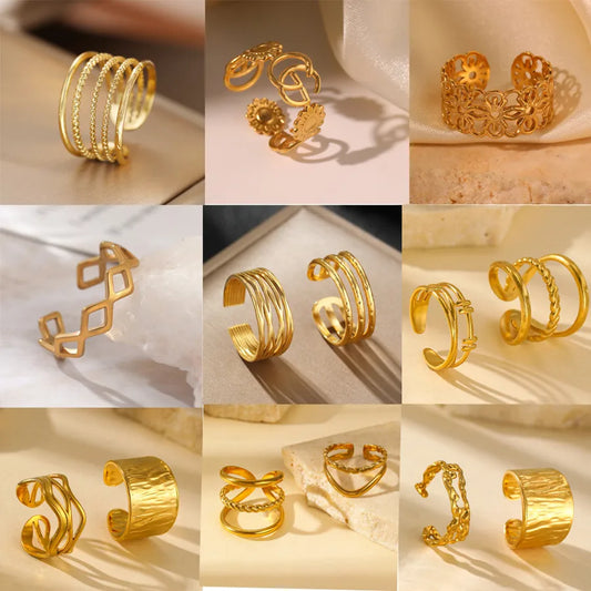 18K Gold Plated Stainless Steel Open Ring