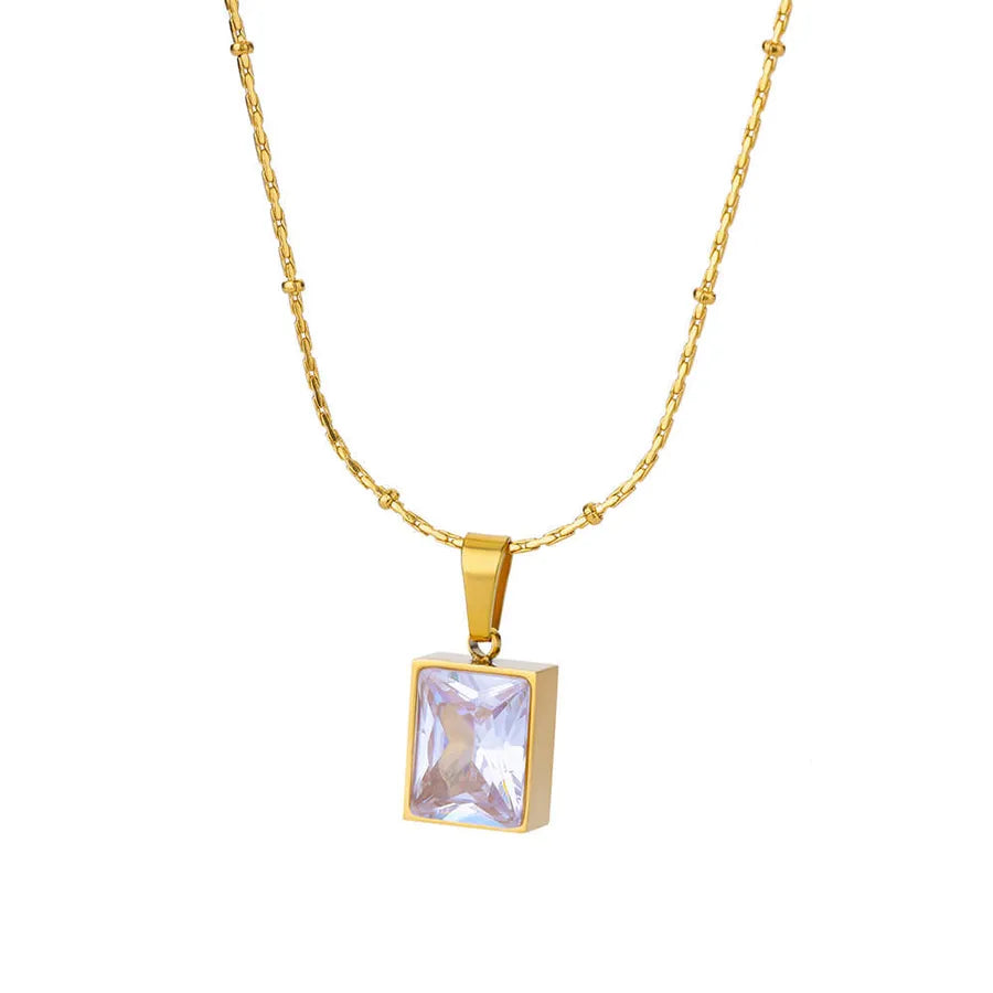 Colorful Zirconia Geometric Pendant Necklace