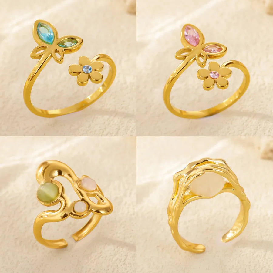 Geometric Butterfly Open Ring – 18K Gold Plated