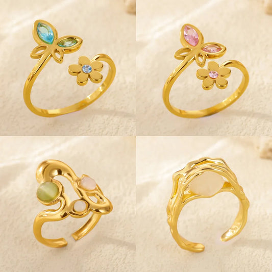 Geometric Butterfly Open Ring – 18K Gold Plated