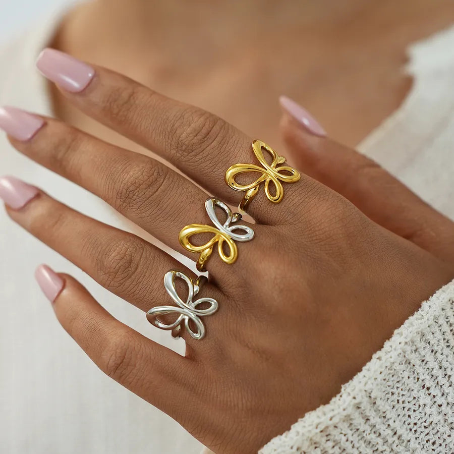 18K Gold Plated Butterfly Adjustable Ring