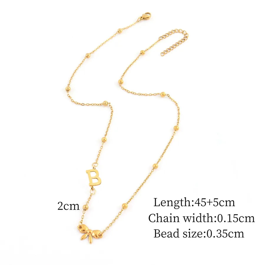 Gold Butterfly Knot Pendant Necklace Gold B