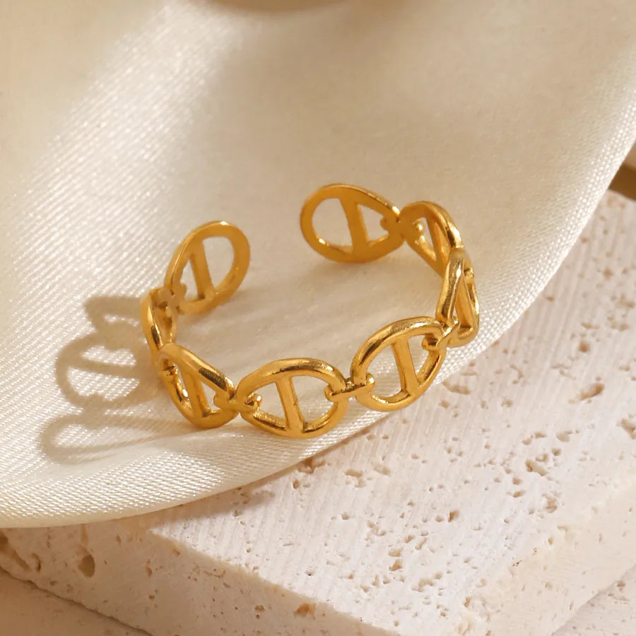 18K Gold PVD Coated Geometric Stainless Steel Ring