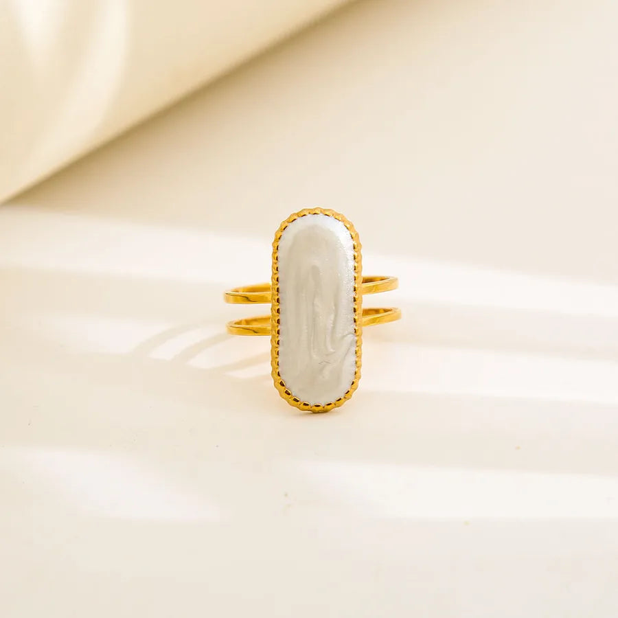 Unisex Gold-Plated Enamel Open Ring 15