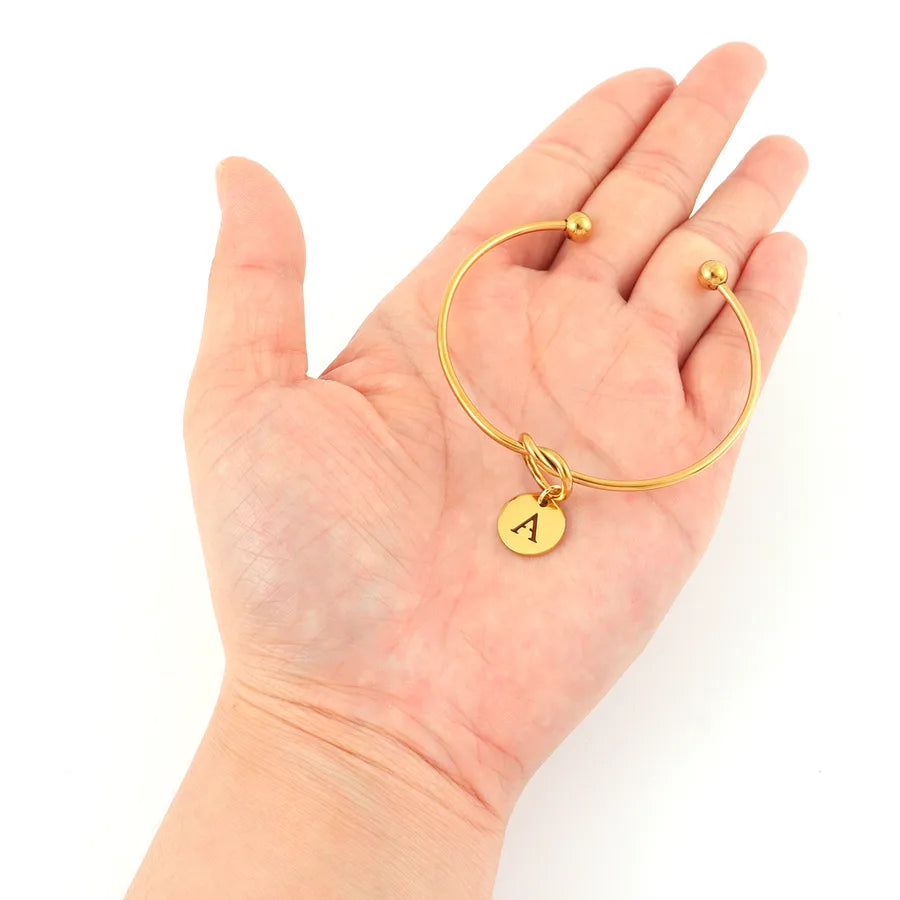 Gold Plated Stainless Steel Initial Heart Bracelet