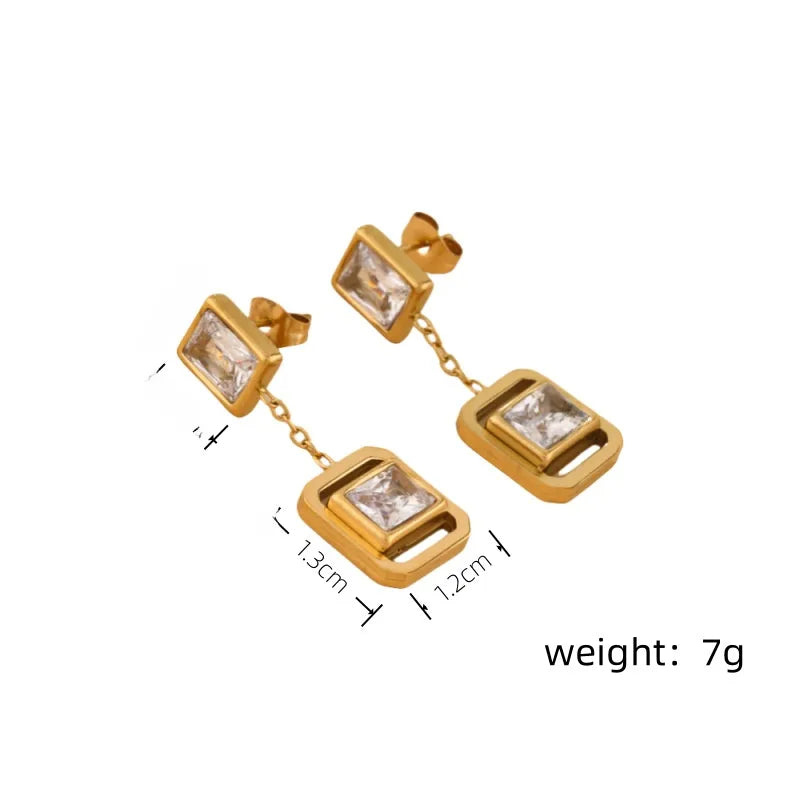14K Gold Plated Purple Zircon Drop Earrings 0458-Jinbai