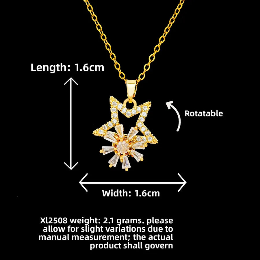 Butterfly & Whale Couple Pendant Necklace XL2508 Rotating Pentagram Necklace Gold
