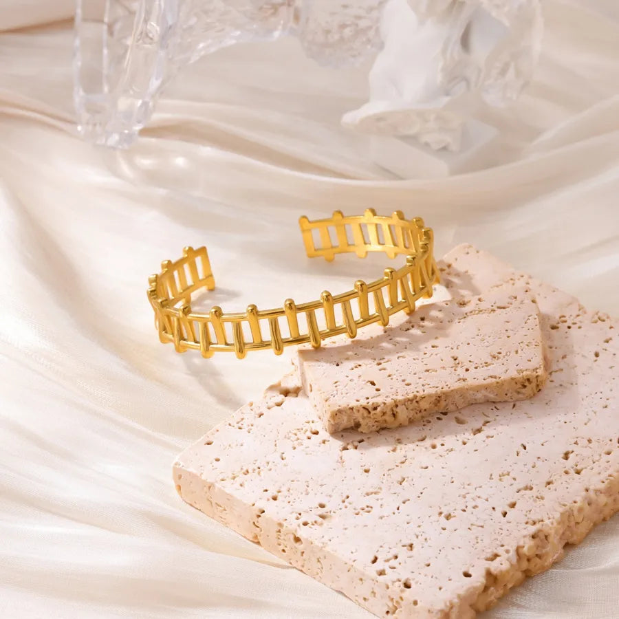 Gold Plated Geometric Stainless Steel Bangle